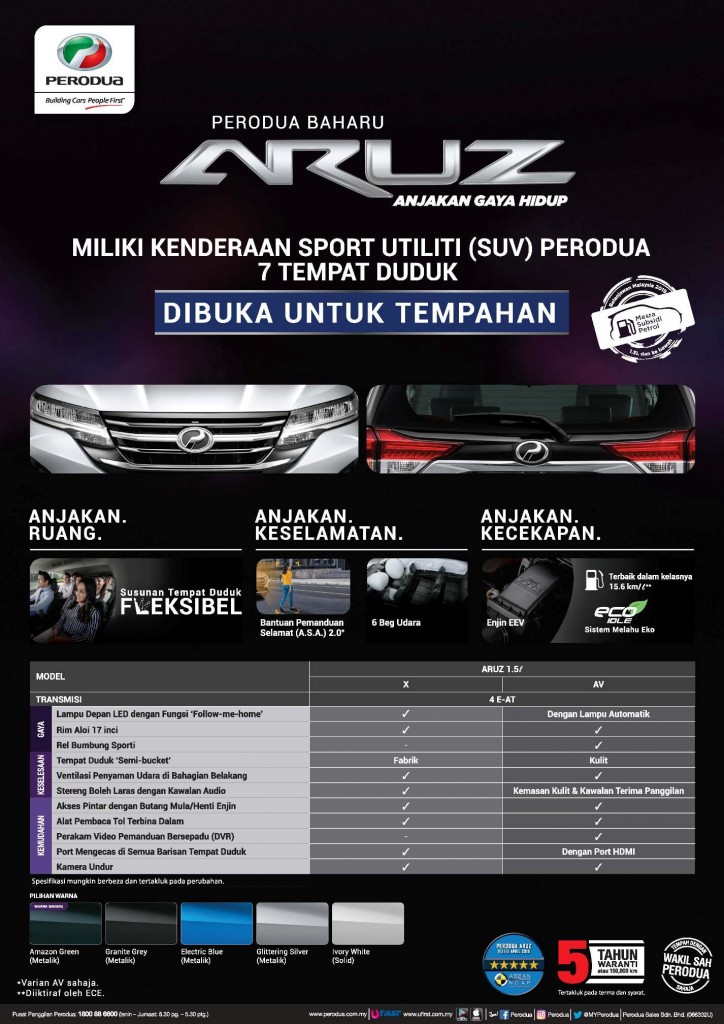 Perodua Aruz Dibuka Untuk Tempahan – Dari RM72,200 Hingga 