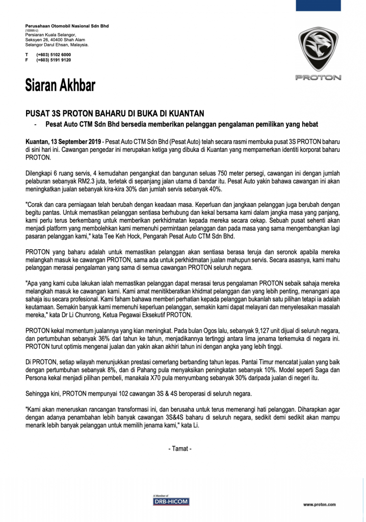 Pusat 3S Proton Kuantan 1