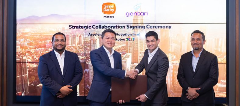 Sime Darby Motors and Gentari Sdn Bhd through its subsidiary, Gentari Green Mobility Sdn Bhd, inking a Memorandum of Understanding (MoU) to accelerate the establishment of EV charging stations and infrastructure.